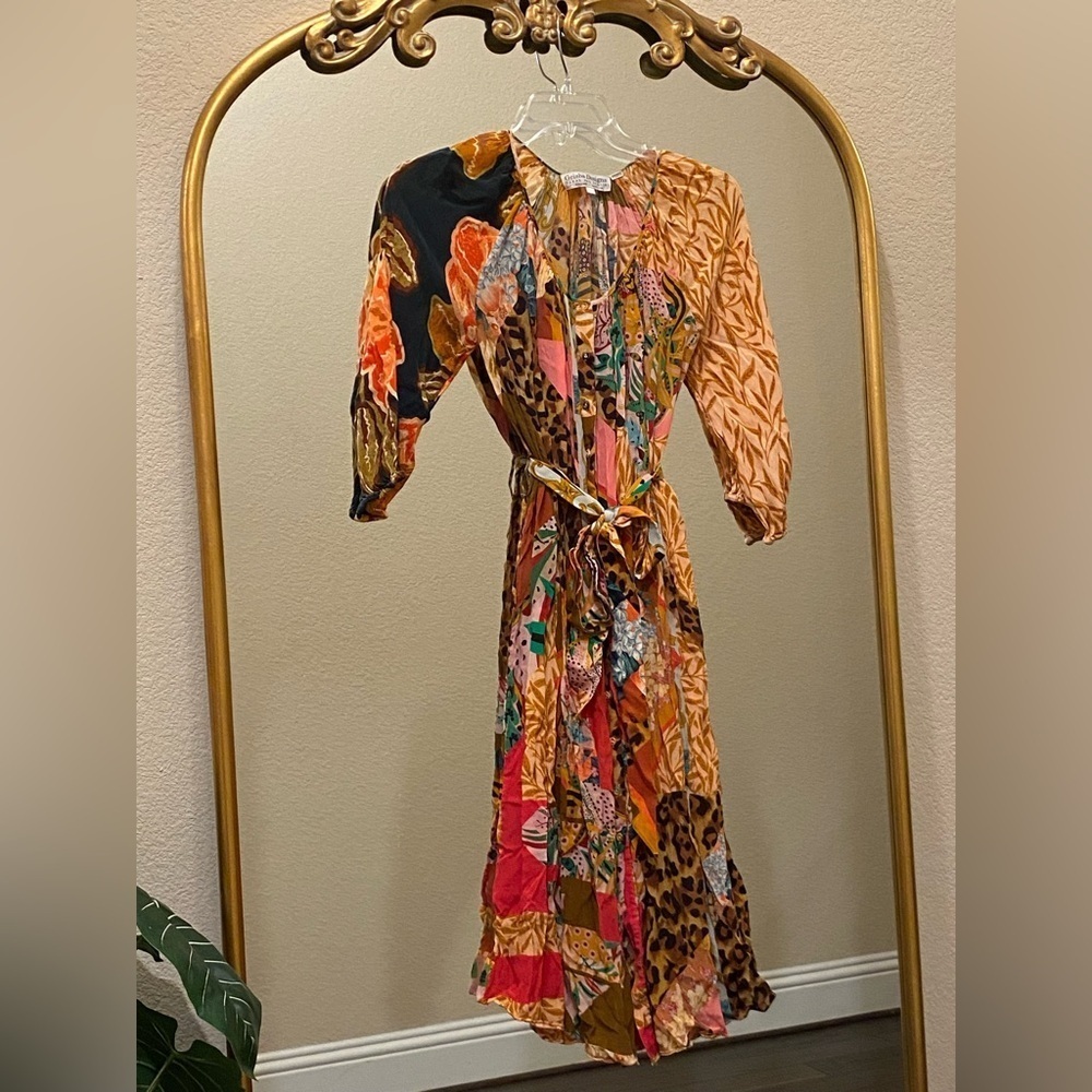 Geisha Designs Collage Midi Dress Size L - Picture 2 of 9